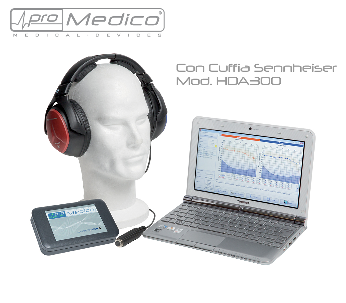 promedico audiometro 600M con cuffia sennheiser hda 300